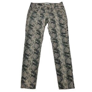 Cabi Diamondback Snake Print Slim Jeans Womens Size 4 Beige/Gray Stretch